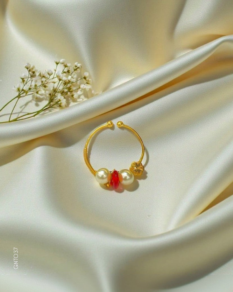 22K Yellow Gold Dandla Pearl Nath