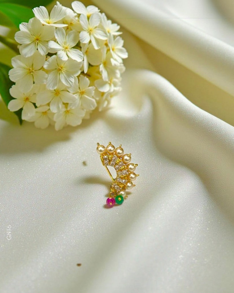 18K Yellow Gold Swarovski Pearl Nath