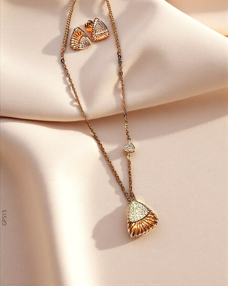18K Rose Gold Modern and Elegant Pendant Set