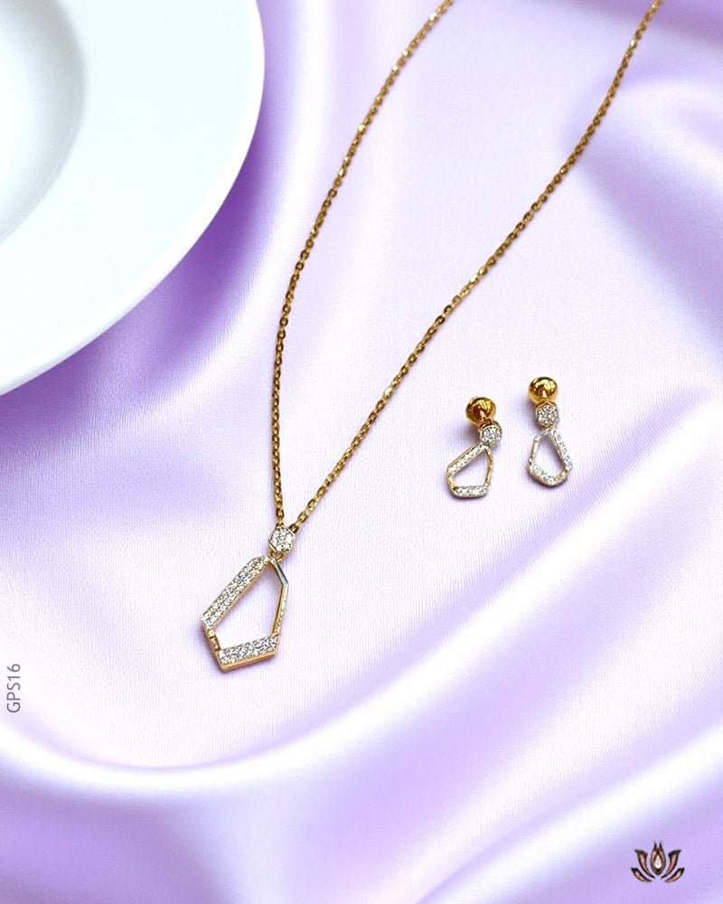 18K Rose Gold Delicate Swarovski Pendant Set