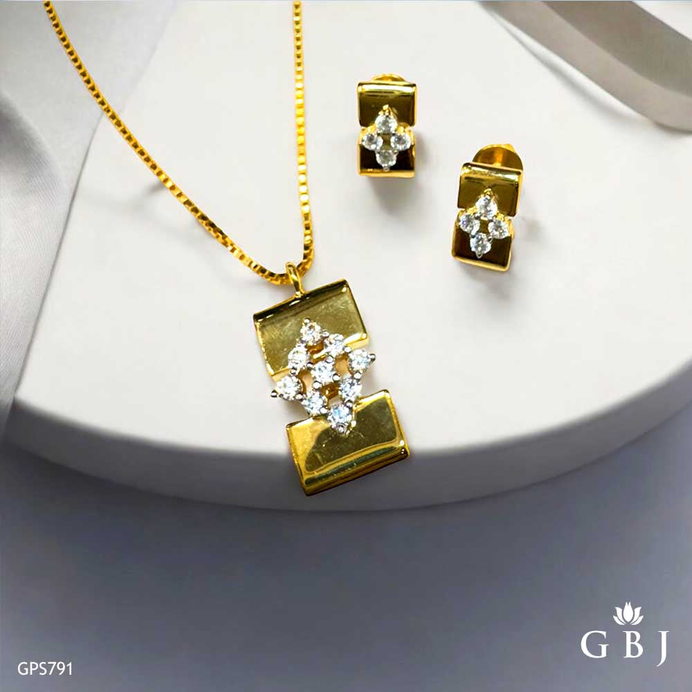 18K Real Gold Modern Cross Locket Chain