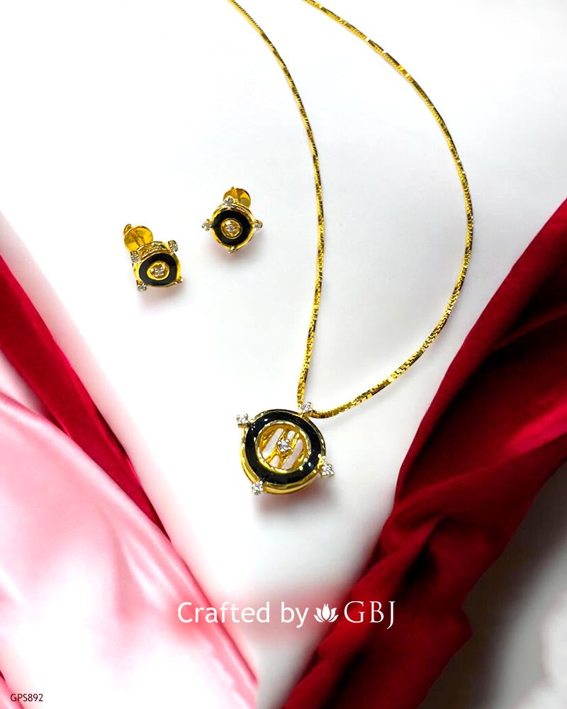 18K Real Gold Dial Locket Chain Set