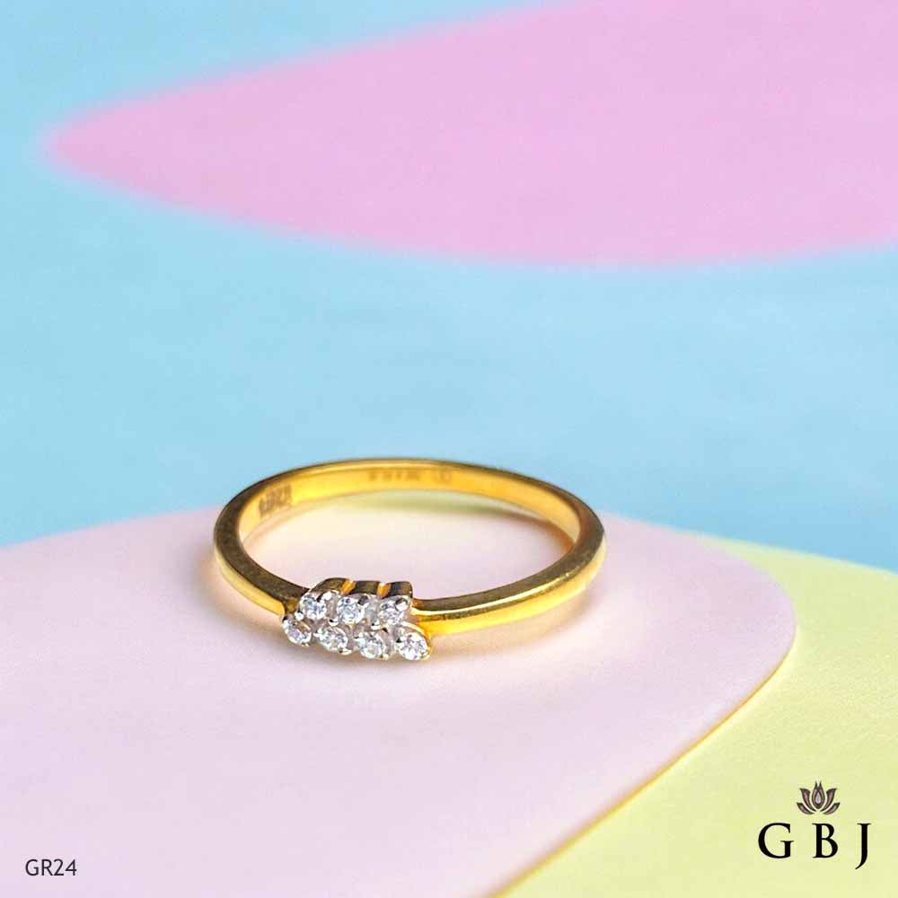 22K Real Gold Swarovski Speckle Bud Ring