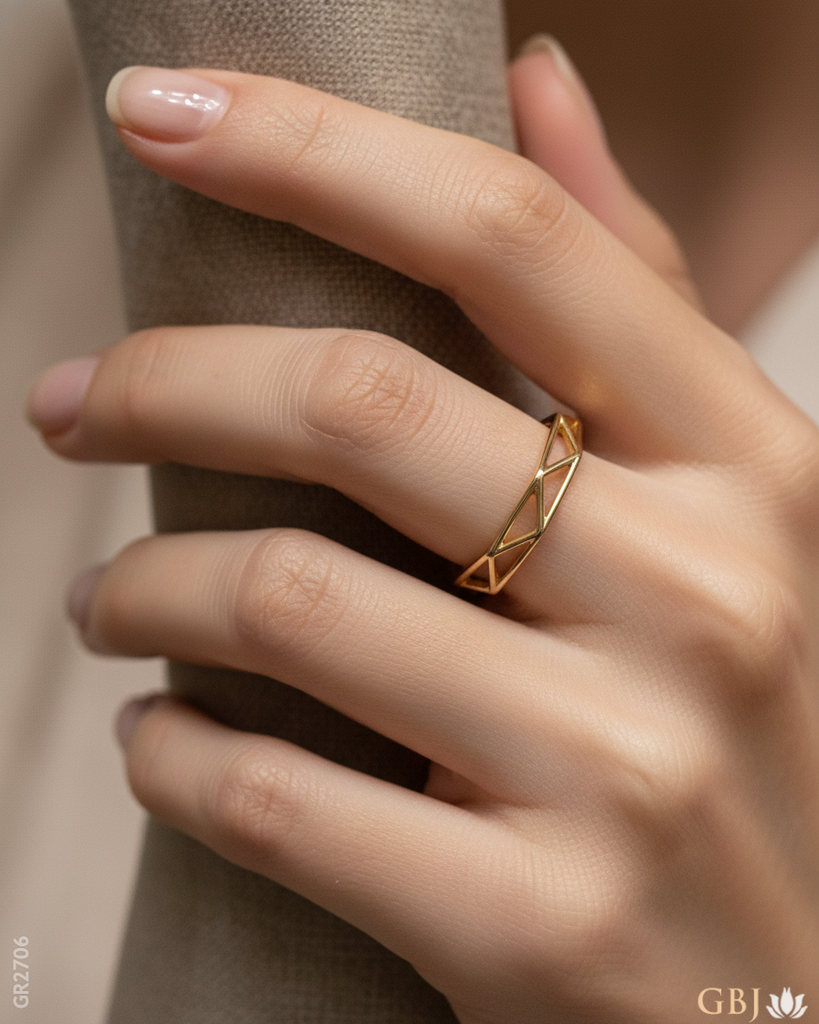 18K Rose Gold Luxury Geometric Ring