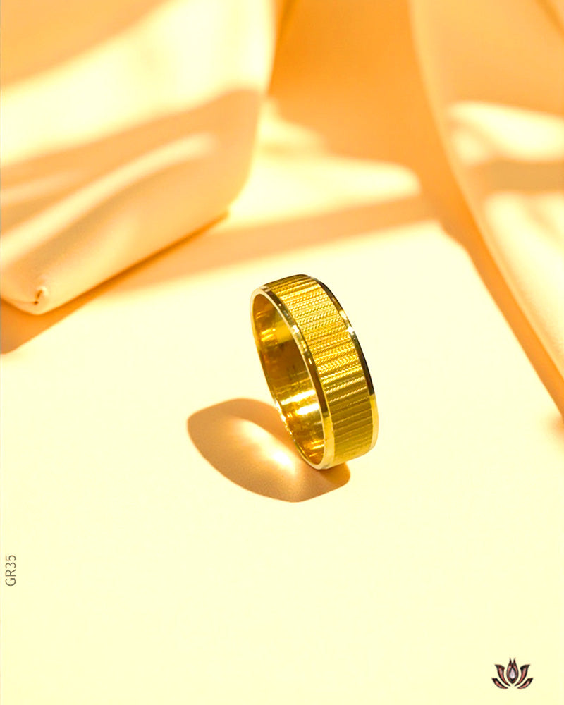 22K Yellow Gold Modern Band Men's Ring