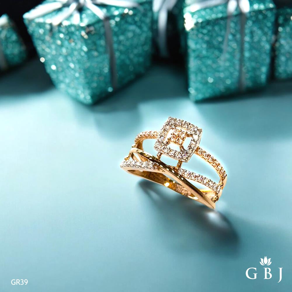 18K Real Rose Gold Unique Ring