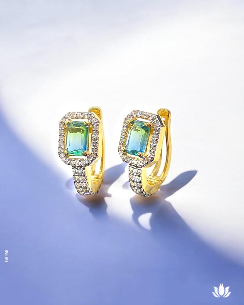 18K Real Yellow Gold Swarovski Peridot Bali