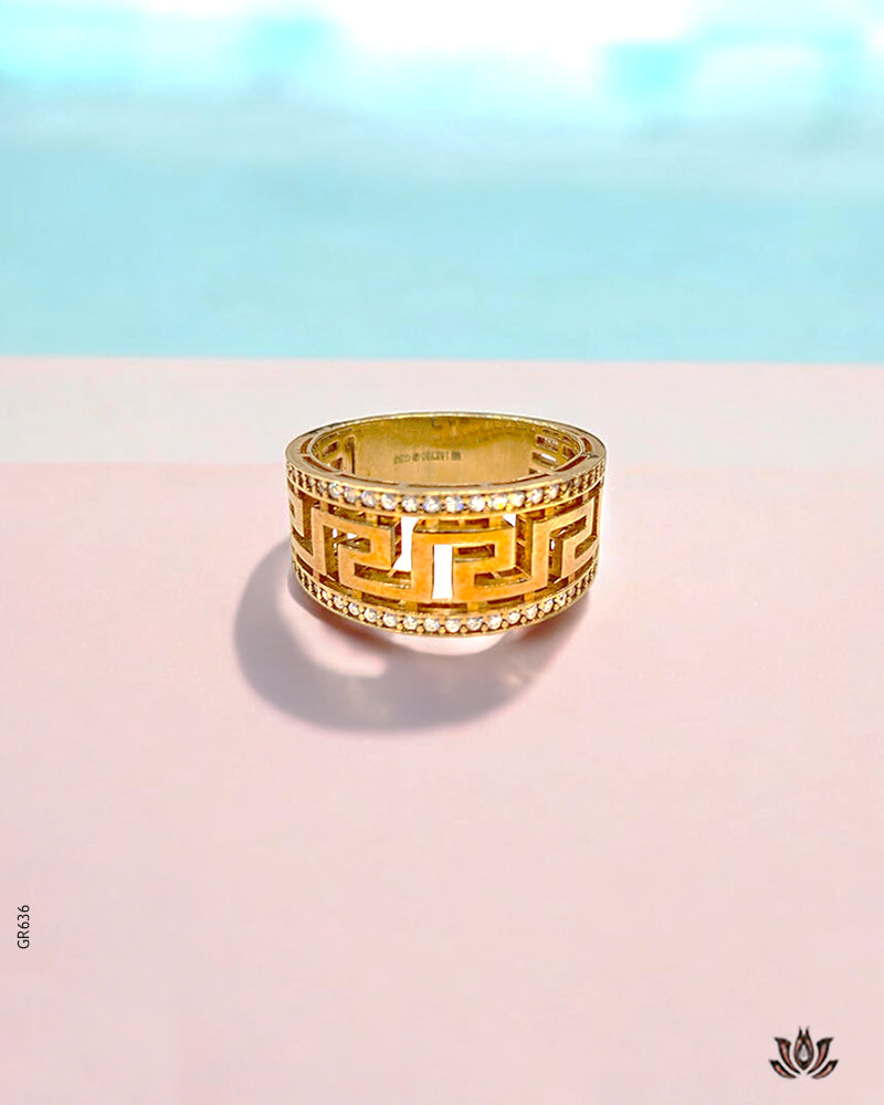 18K Yellow Gold Greek Swarovski Ring