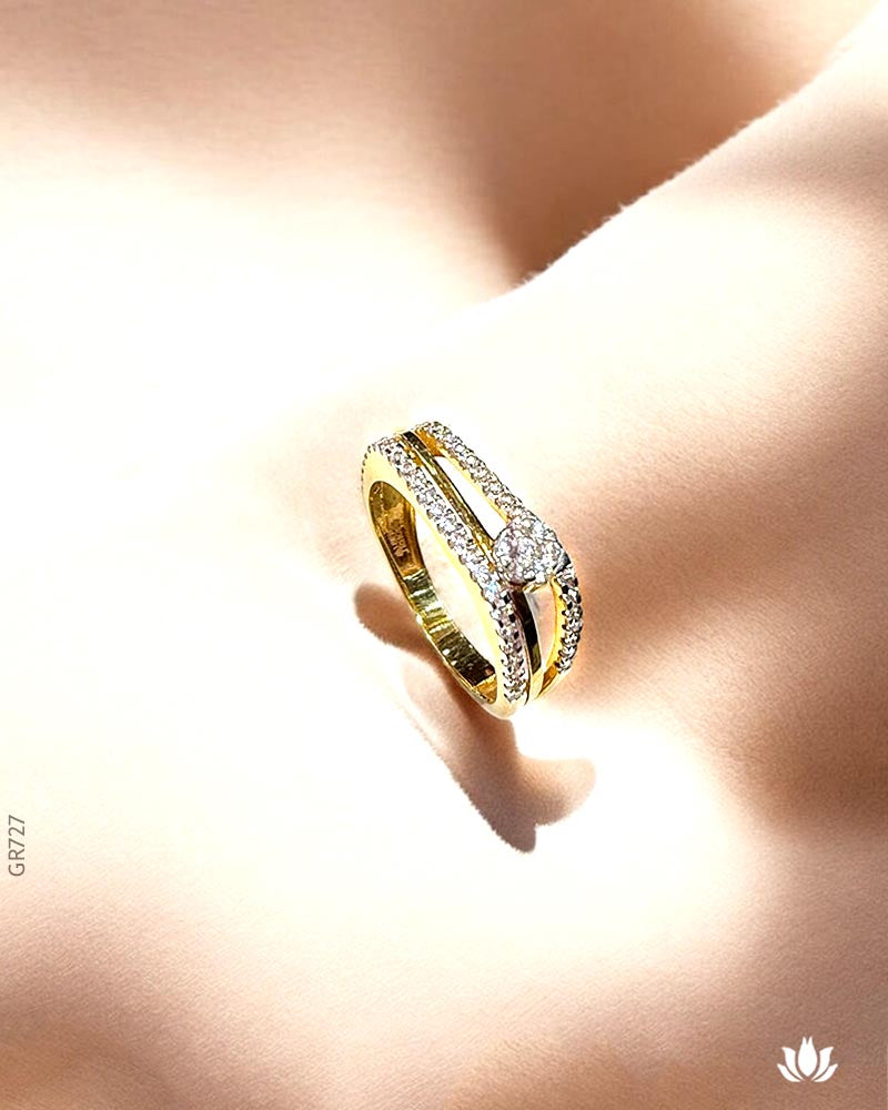 18K Yellow Gold Delicate Swarovski Ring