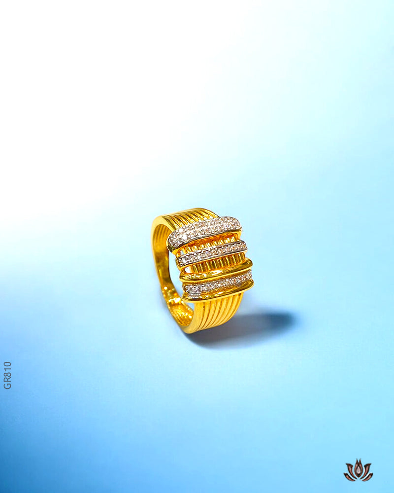 18K Real Yellow Gold  Luxurious Swarovski Ring
