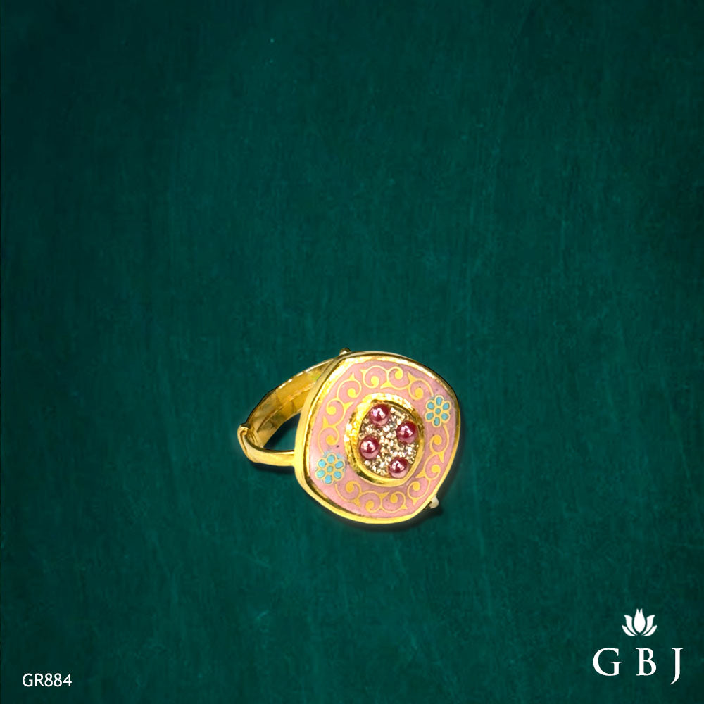 22K Real Gold Enamel Ring