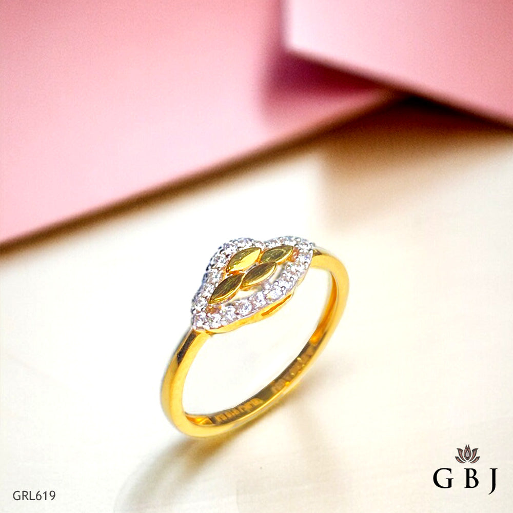 22K Real Gold Swarovski Simple Elegant Ring
