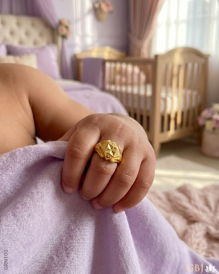 22k Yellew Gold Geometric Baby Ring