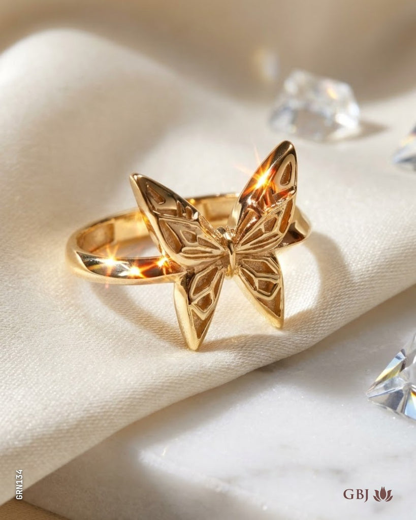 18K Yellow Gold Butterfly Cocktail Ring