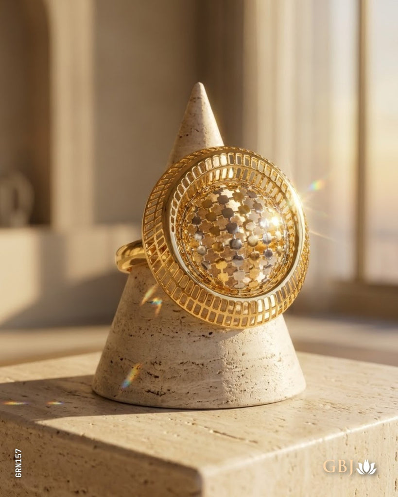 18K Yellow Gold Celestial Dome Cocktail Ring