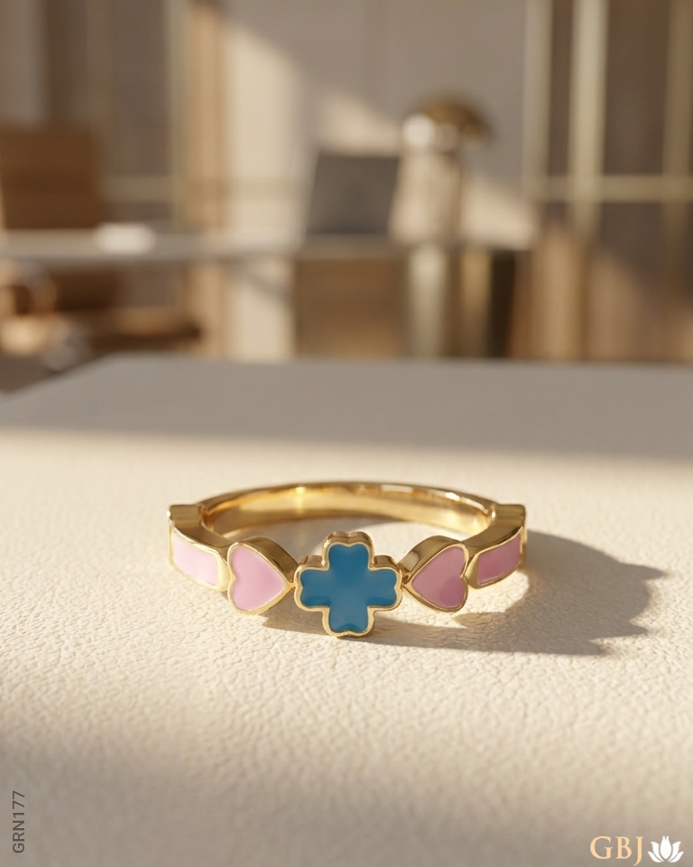 22K Yellow Gold Pastel Heart Ring