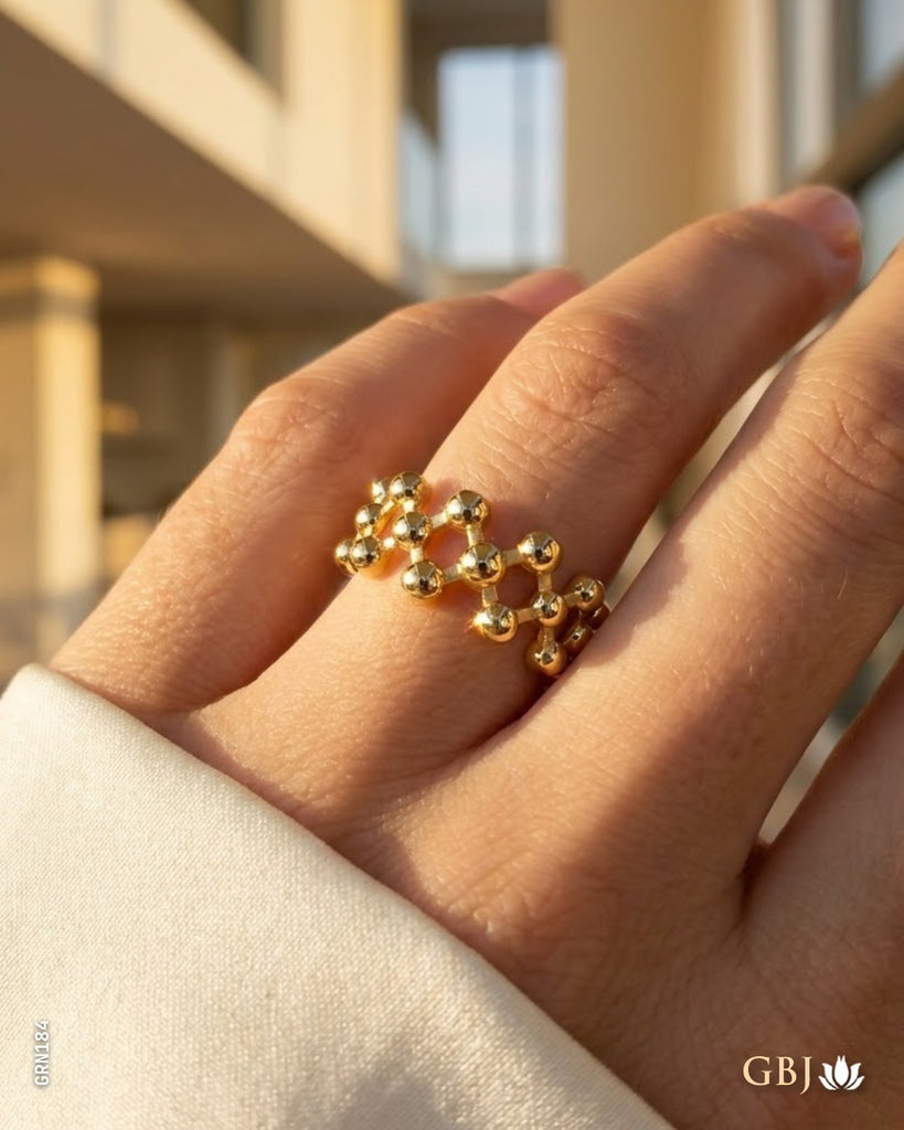 18K Yellow Gold Celestial Grid Ring