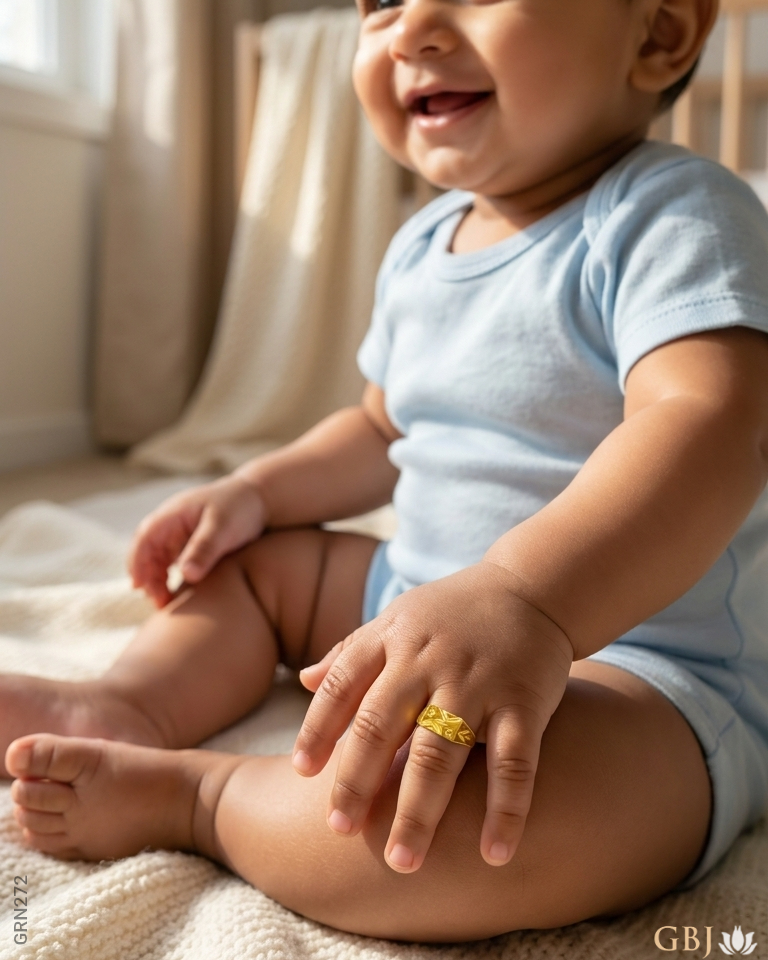 22k Yellew Gold Signet Band Baby Ring