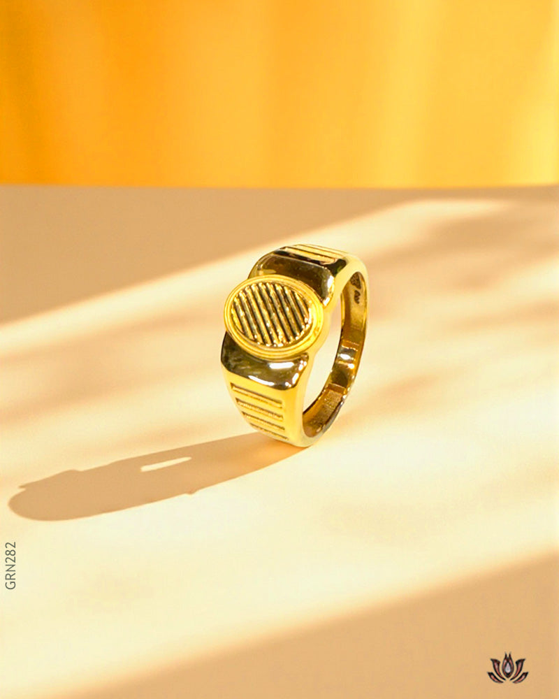 22K Yellow Gold Geometric Mens Ring