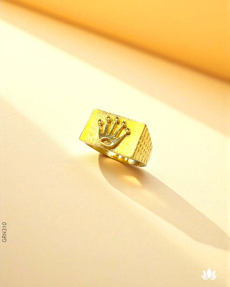 22K Yellow Gold Majestic Crown Mens Ring