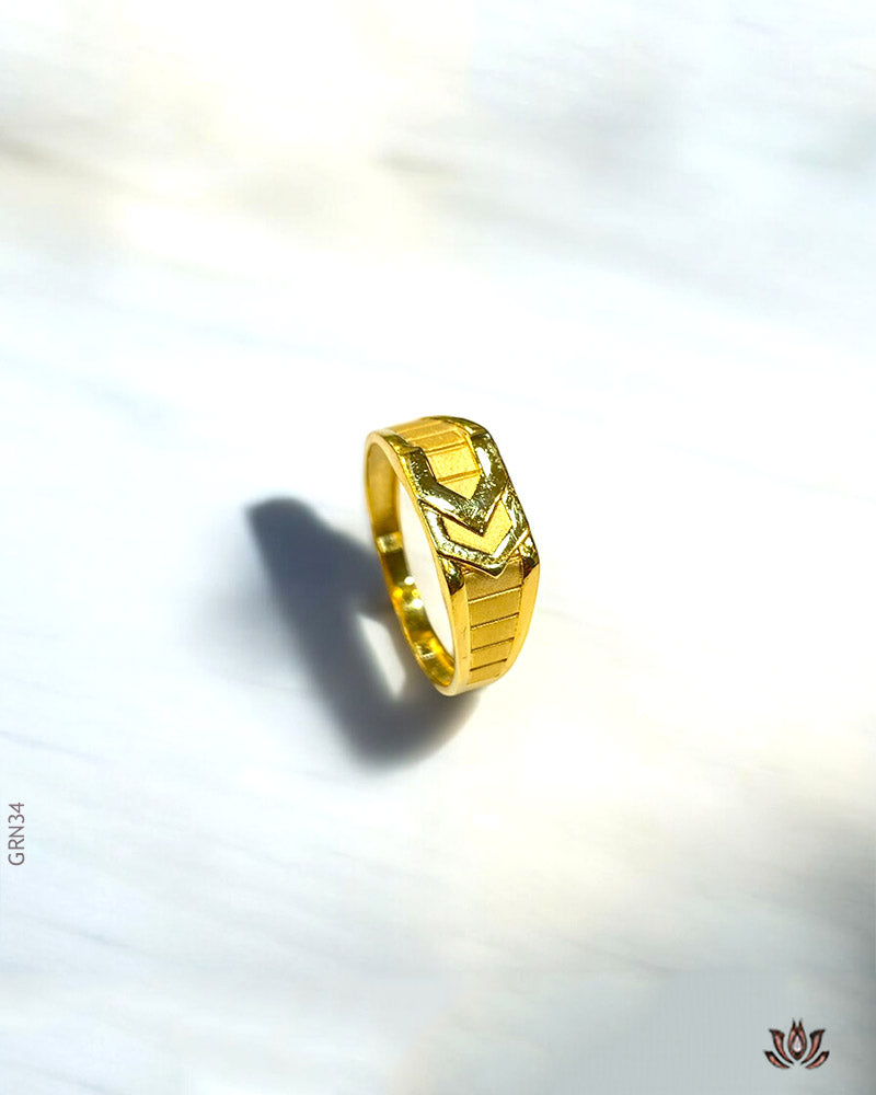 22K Yellow Gold Geometric Mens Ring