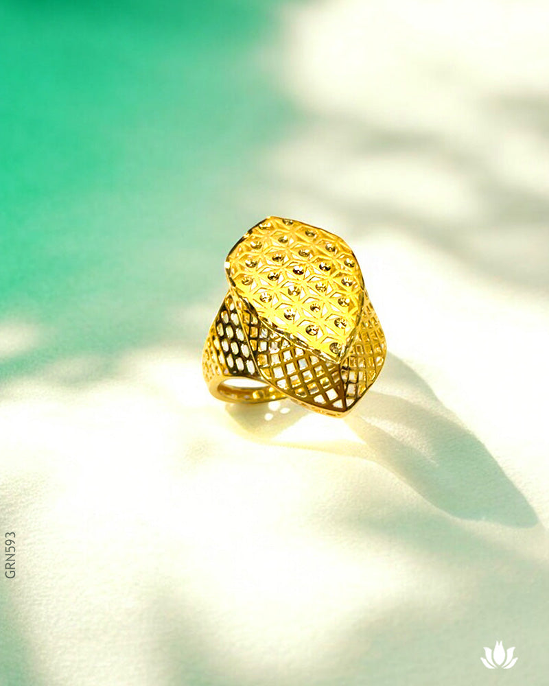22K Yellow Gold Statement  Cocktail Ring