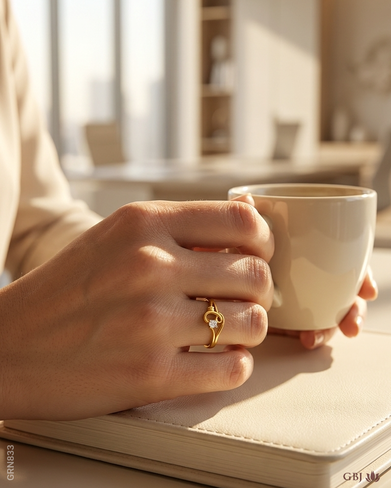 22K Yellow Gold Elegant Swarovski Ring