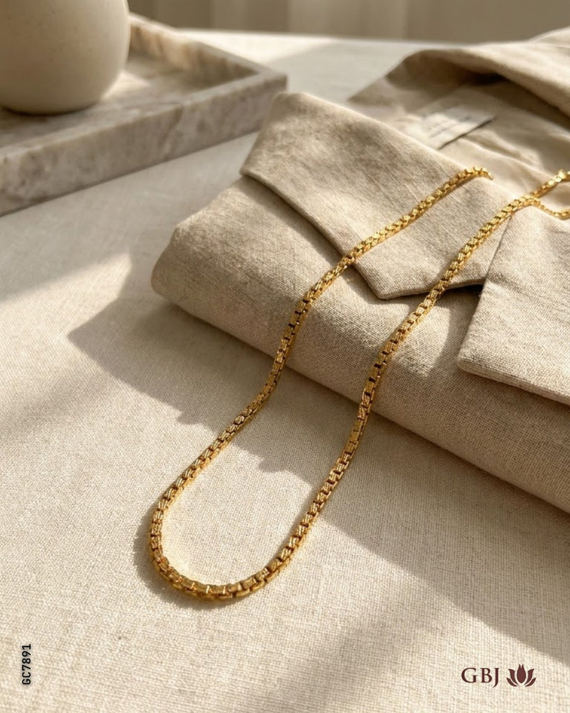 22K Yellew Gold Textured Imperial Box Chain