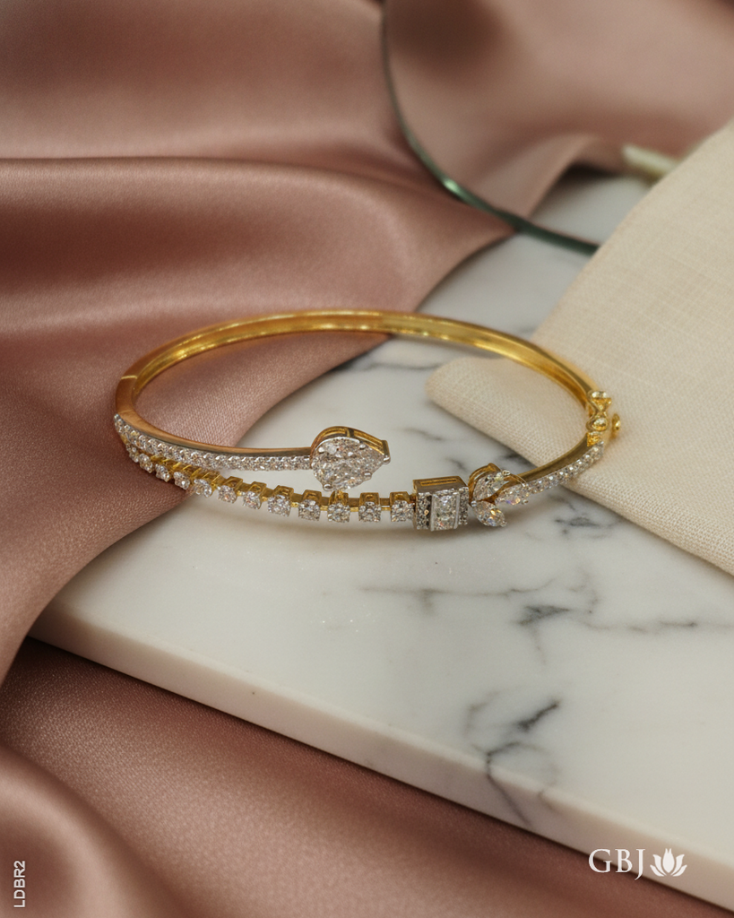 14K Lab Grown Diamond ElegantBy Pass Bracelet
