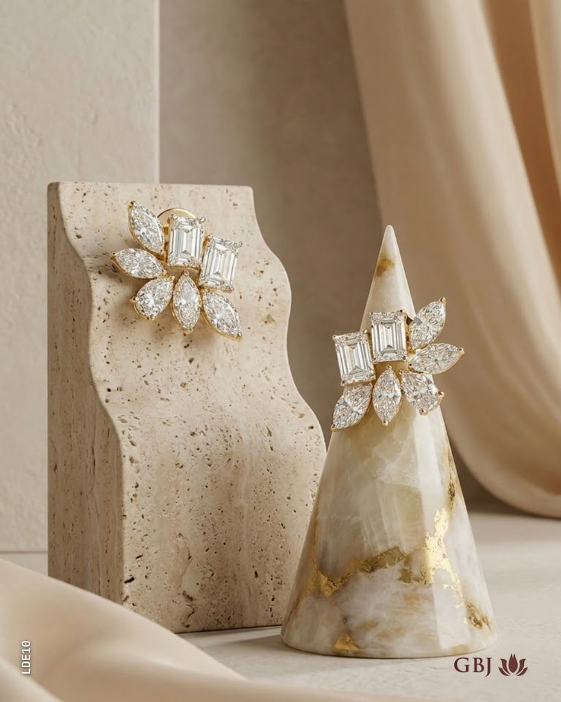 14K Lab-Grown Diamond Marquise-Fan Tops E-F / VVS-VS