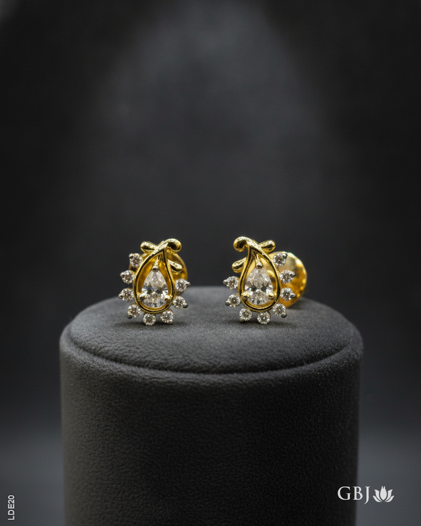 14K Lab-Grown Diamond Elegant Pear Halo Tops