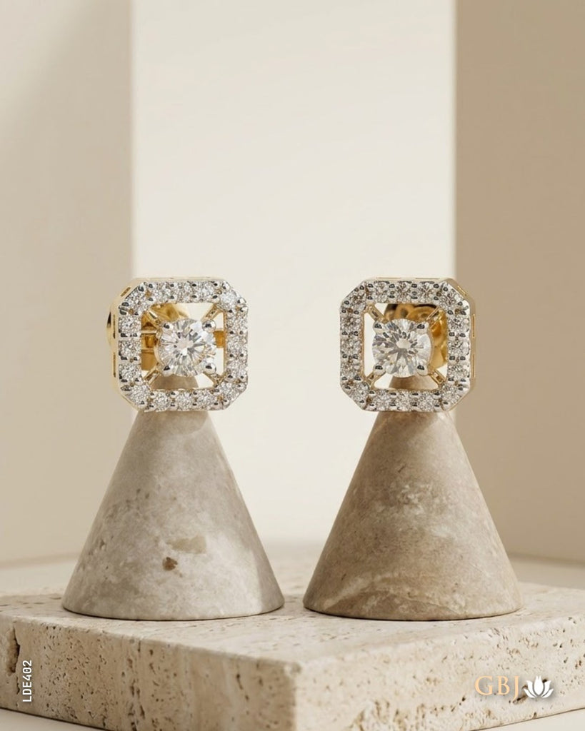 14K Lab-Grown Diamond Square Halo Tops F-G/VS-SI