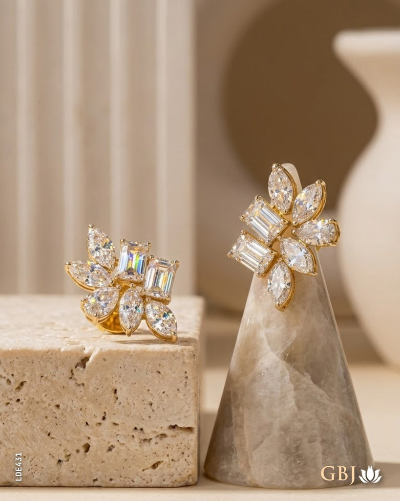 14K Lab-Grown Diamond Unique Marquise-Fan Tops E-F / VVS-VS