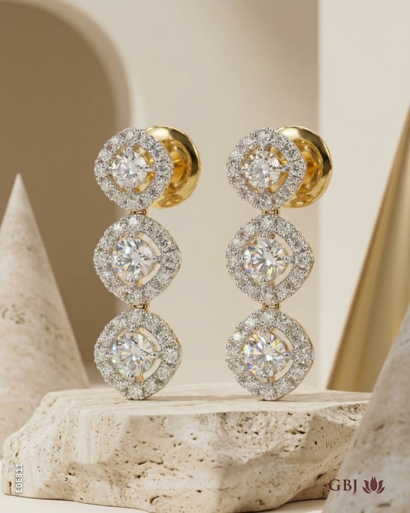 14K Lab-Grown Diamond Triple Cascade Dangle Earring F-G/VS-SI