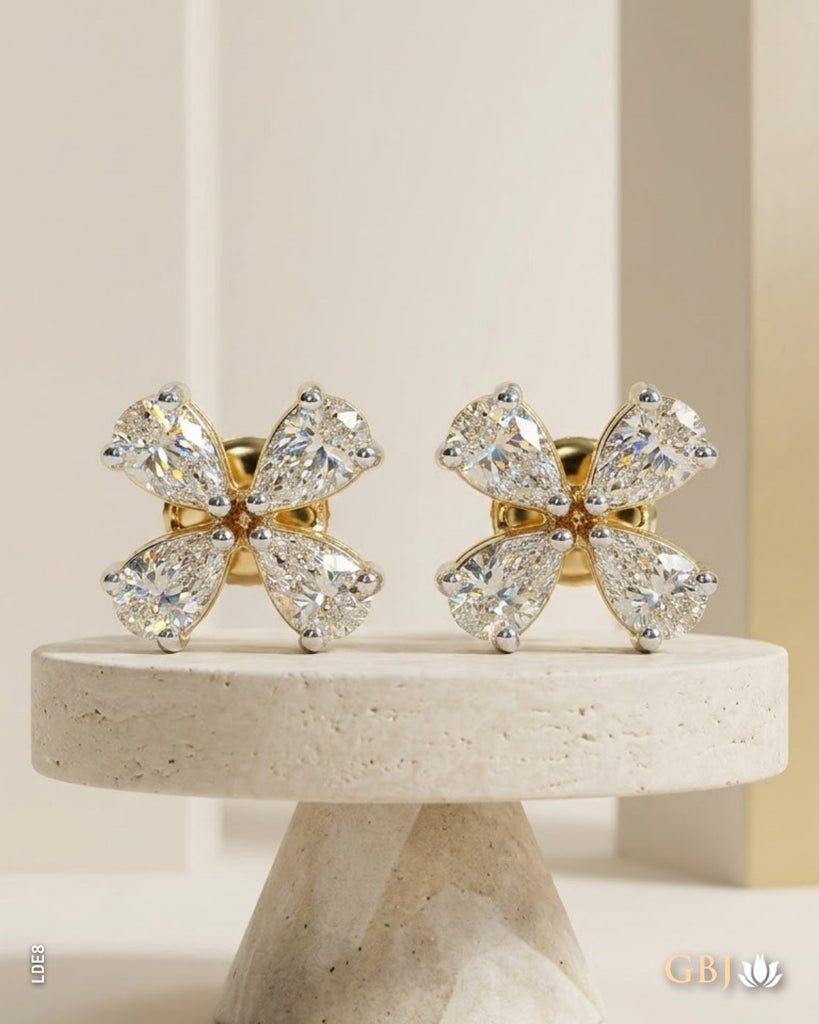 14K Lab-Grown Diamond Quartet Pear Blossom Tops E-F / VS