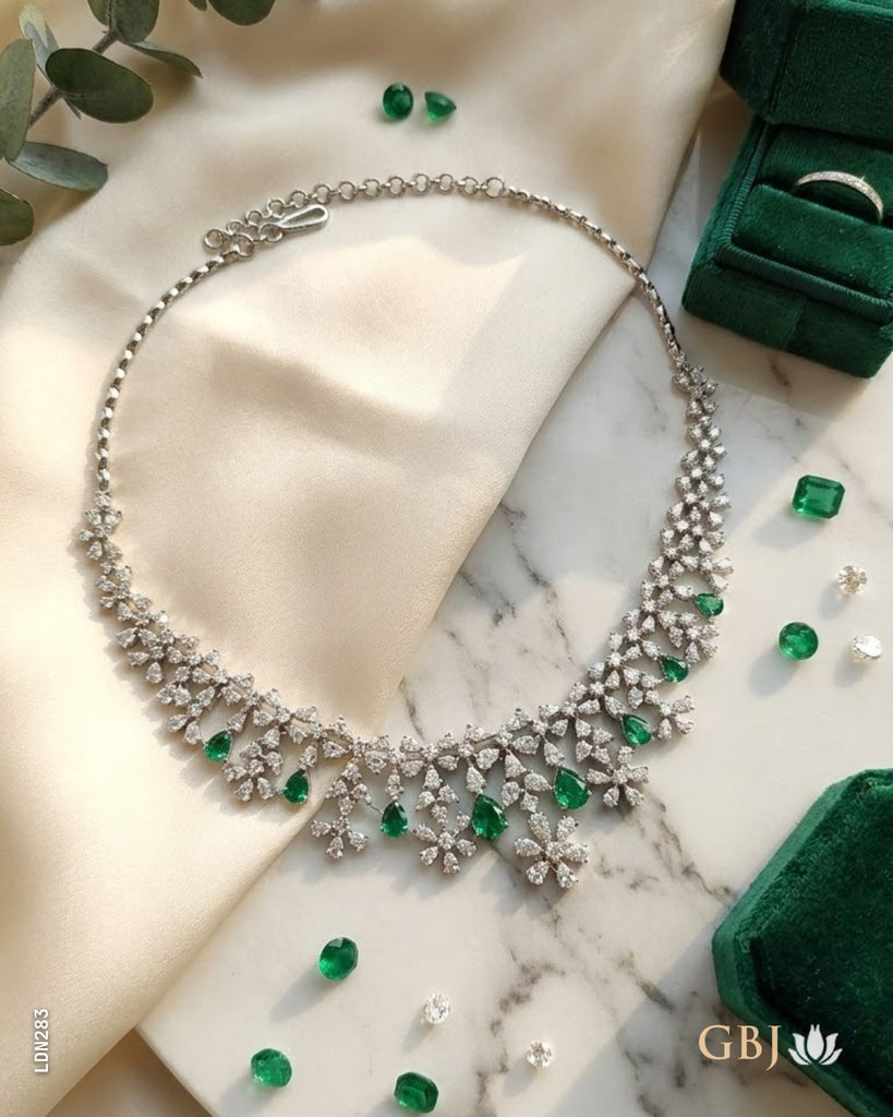 14K Lab Grown Diamond Exquisite Verdant Floral Cascade Necklace