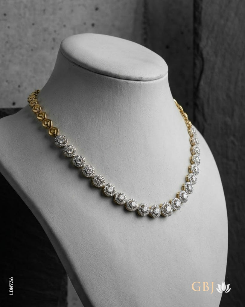 14K Lab Grown Diamond Tennis Single-Line Necklace E-F / VS-SI