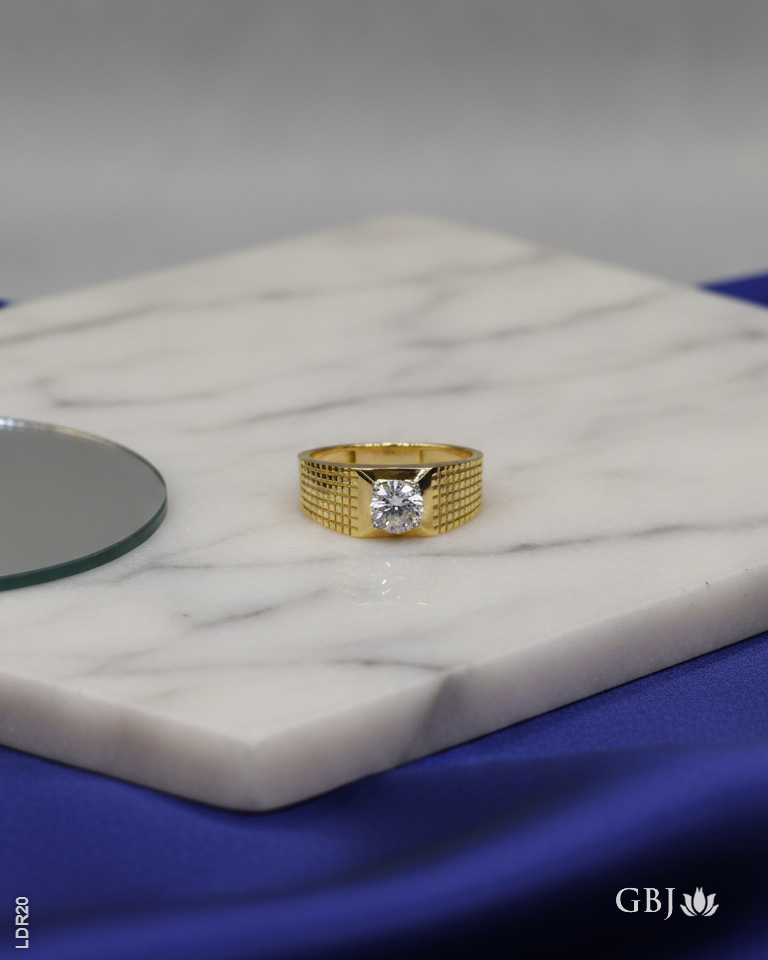 14K Lab-Grown Diamond Solitaire Men's Ring