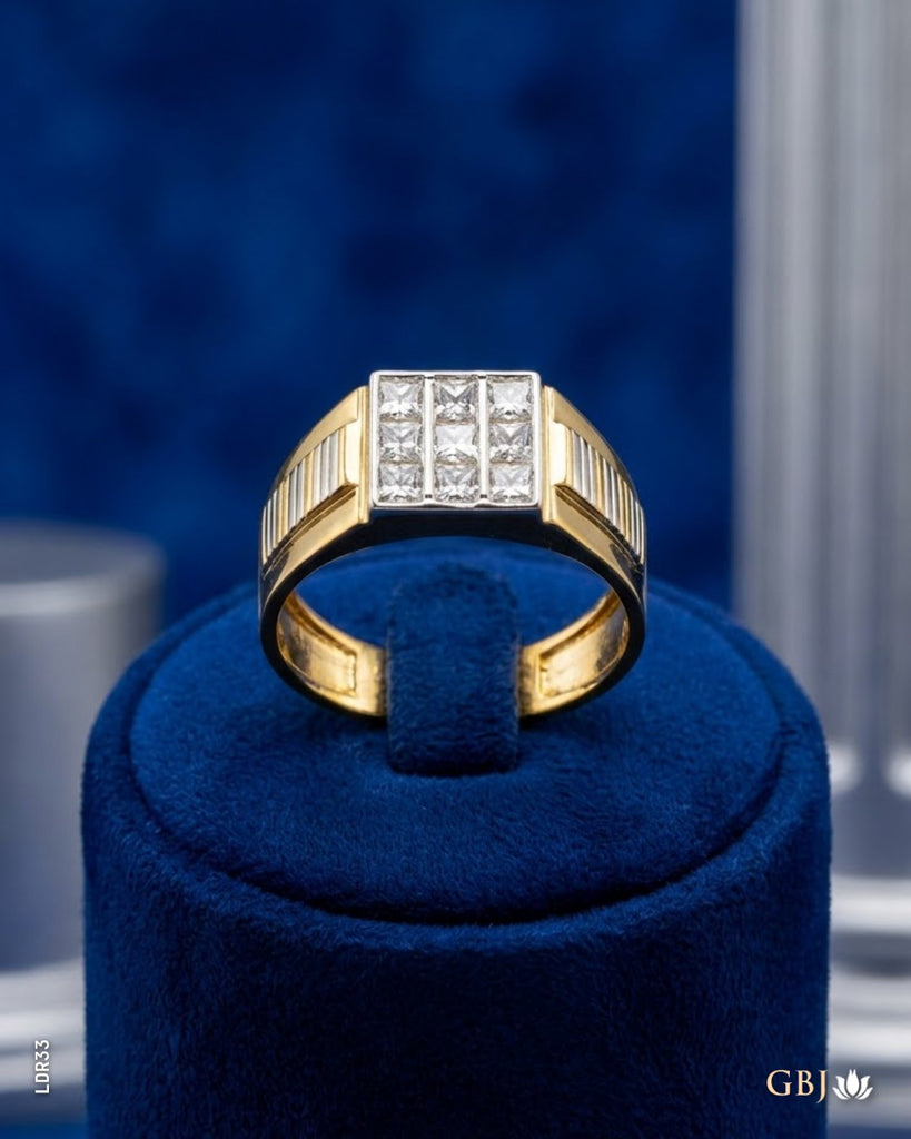 14K Lab-Grown Diamond Titanium Square Men's Ring
