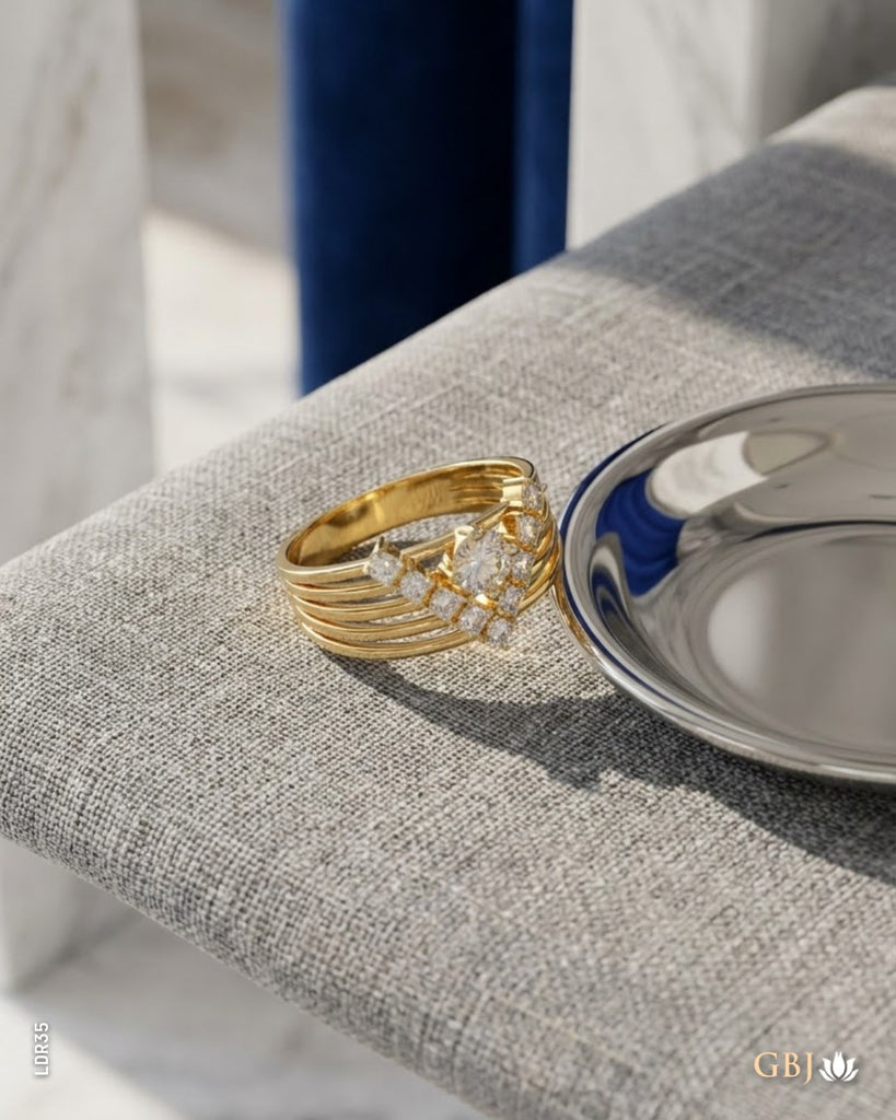 14K Lab-Grown Diamond Chevron Crown Ring