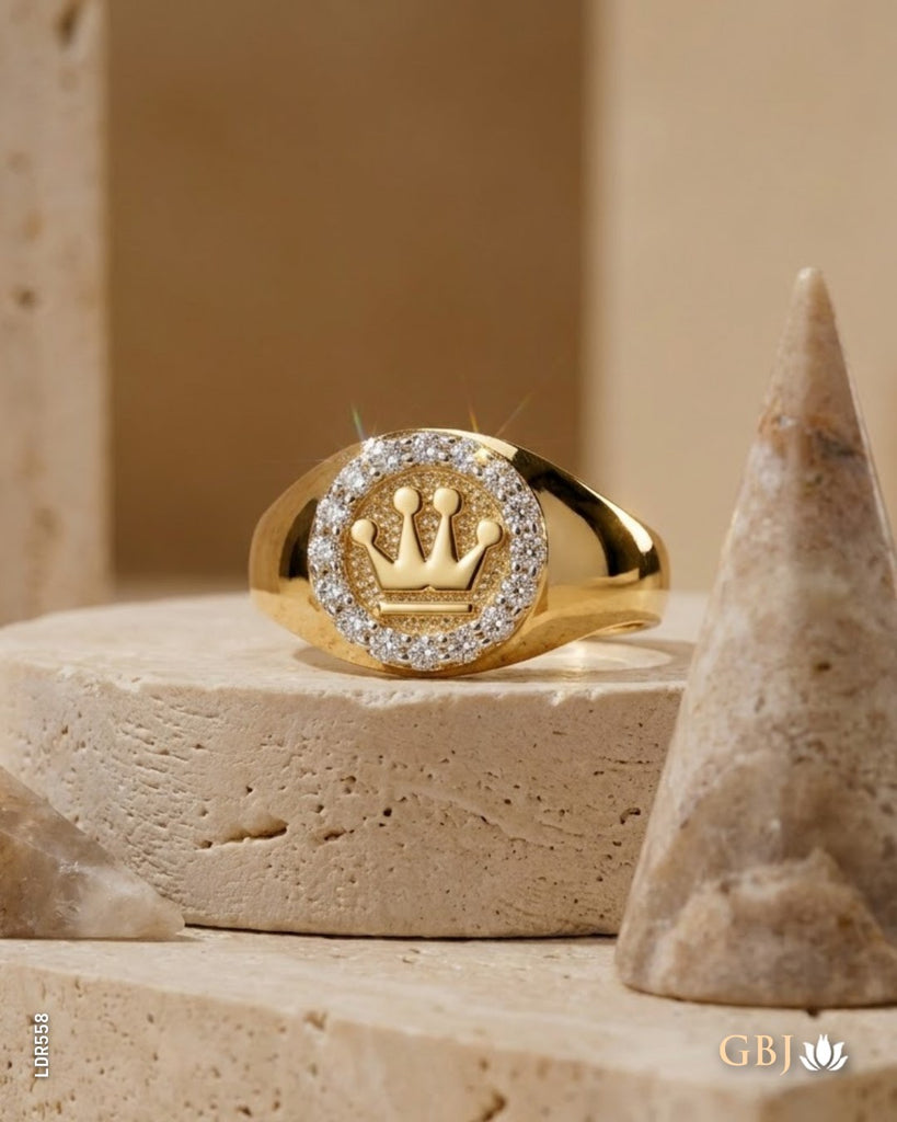 14K Lab-Grown Diamond Crown Halo Men's Ring E-F / VVS-VS