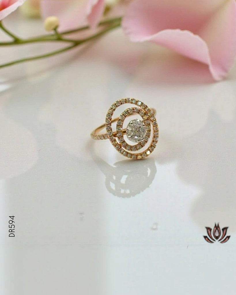 14K Real Diamond Wide Cocktail Ring G-H/VS-SI