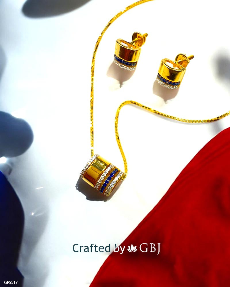 18K Real Gold Box Locket Chain Set